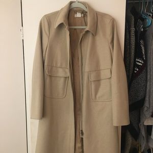J Crew Long Tan Wool Coat